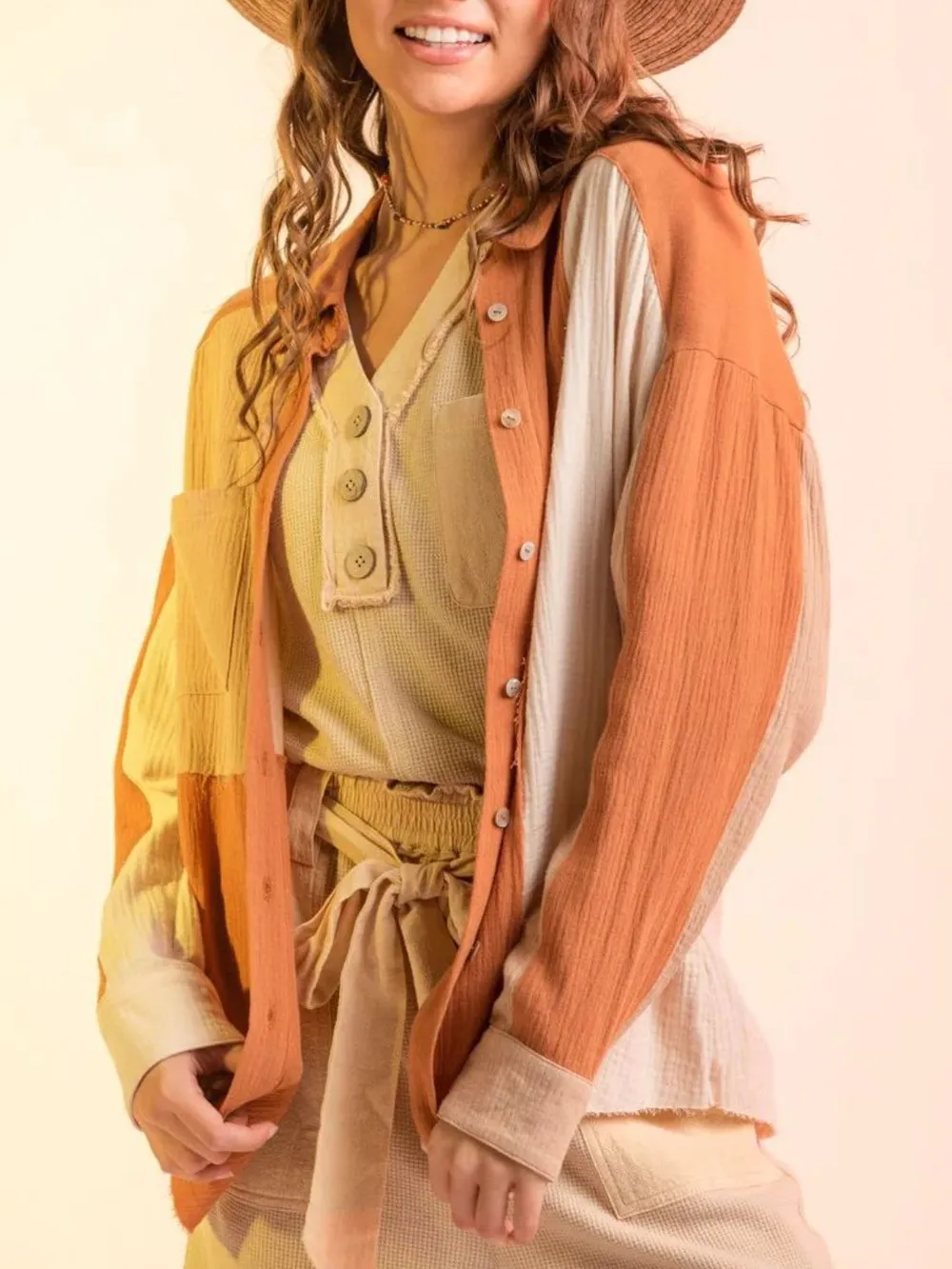Contrast Button Up Long Sleeve Shirt, image 7