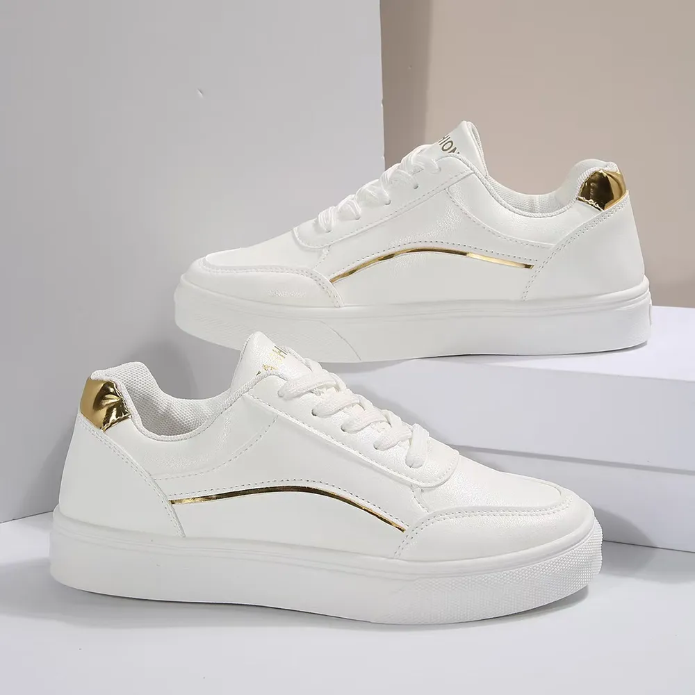 PU Leather Round Toe Flat Sneakers, image 9