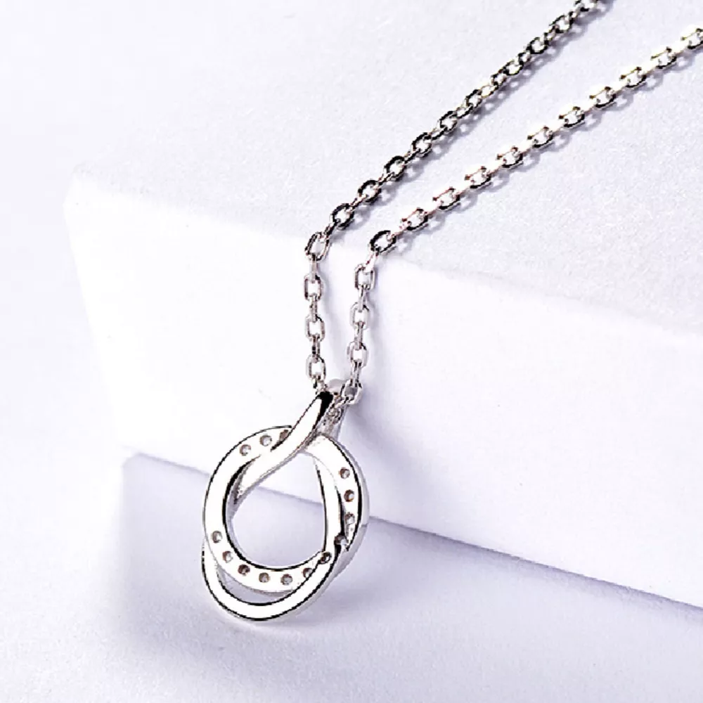 925 Sterling Silver Zircon Pendant Necklace, image 4