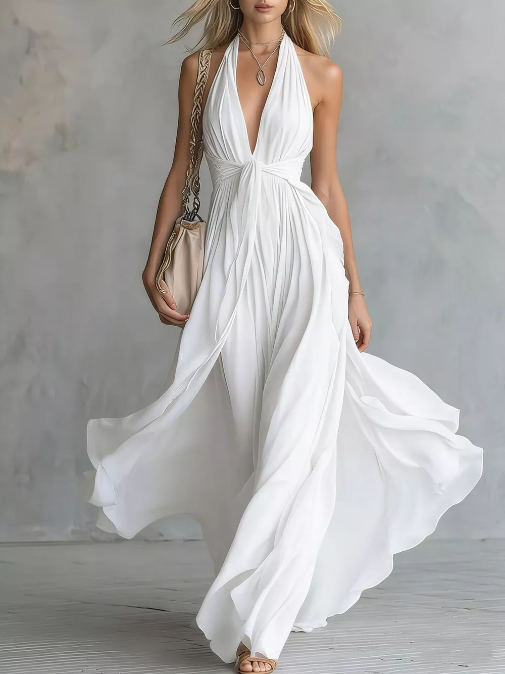 Crisscross Back Ruched Maxi Dress, image 8