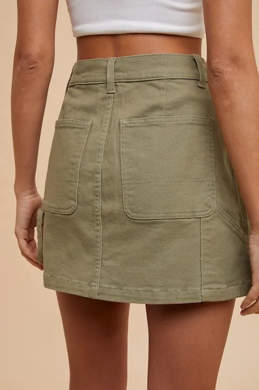 Cargo Denim Mini Skirt, image 3