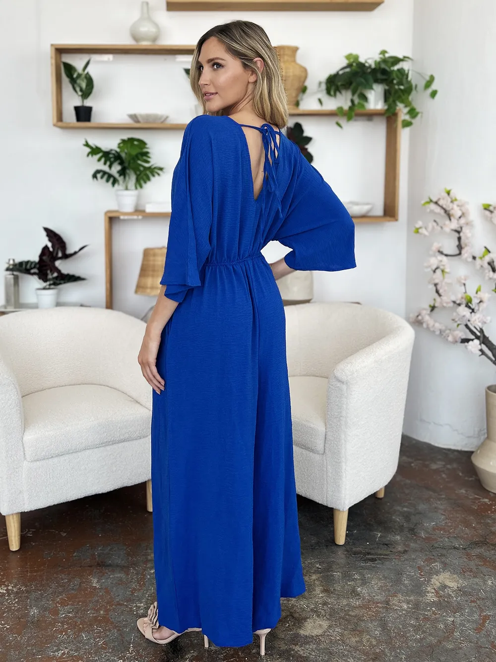 Full Size Surplice Wide Leg Jumpsuit with Pockets, image 22