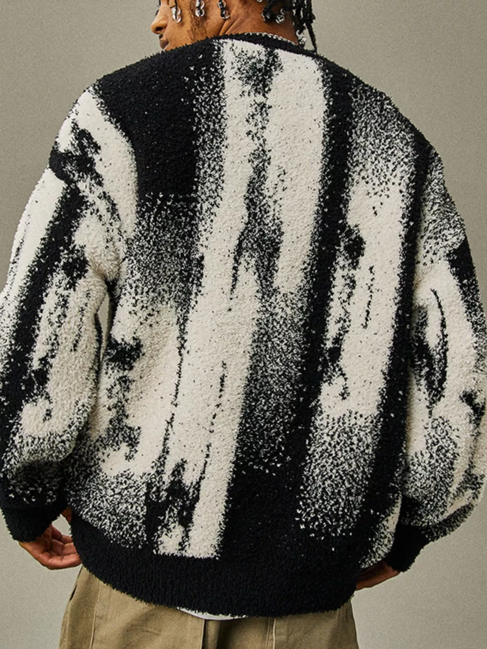 Men's Plus Size Textured Dropped Shoulder Sweater, image 2