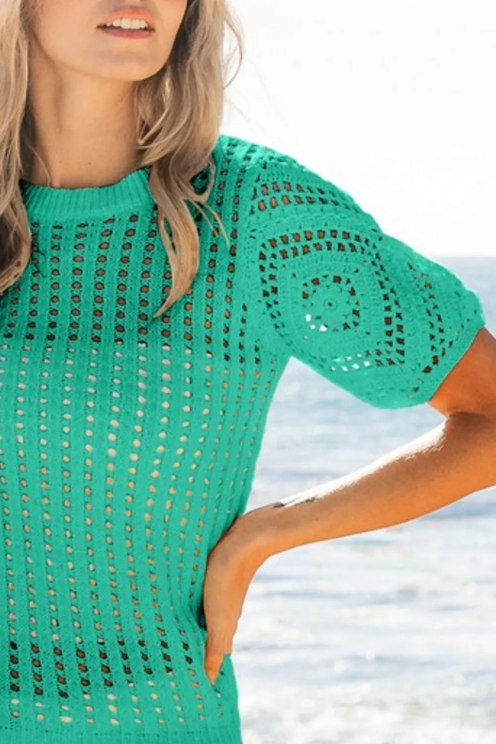 Crochet Lace Top With Puff Sleeves, image 3