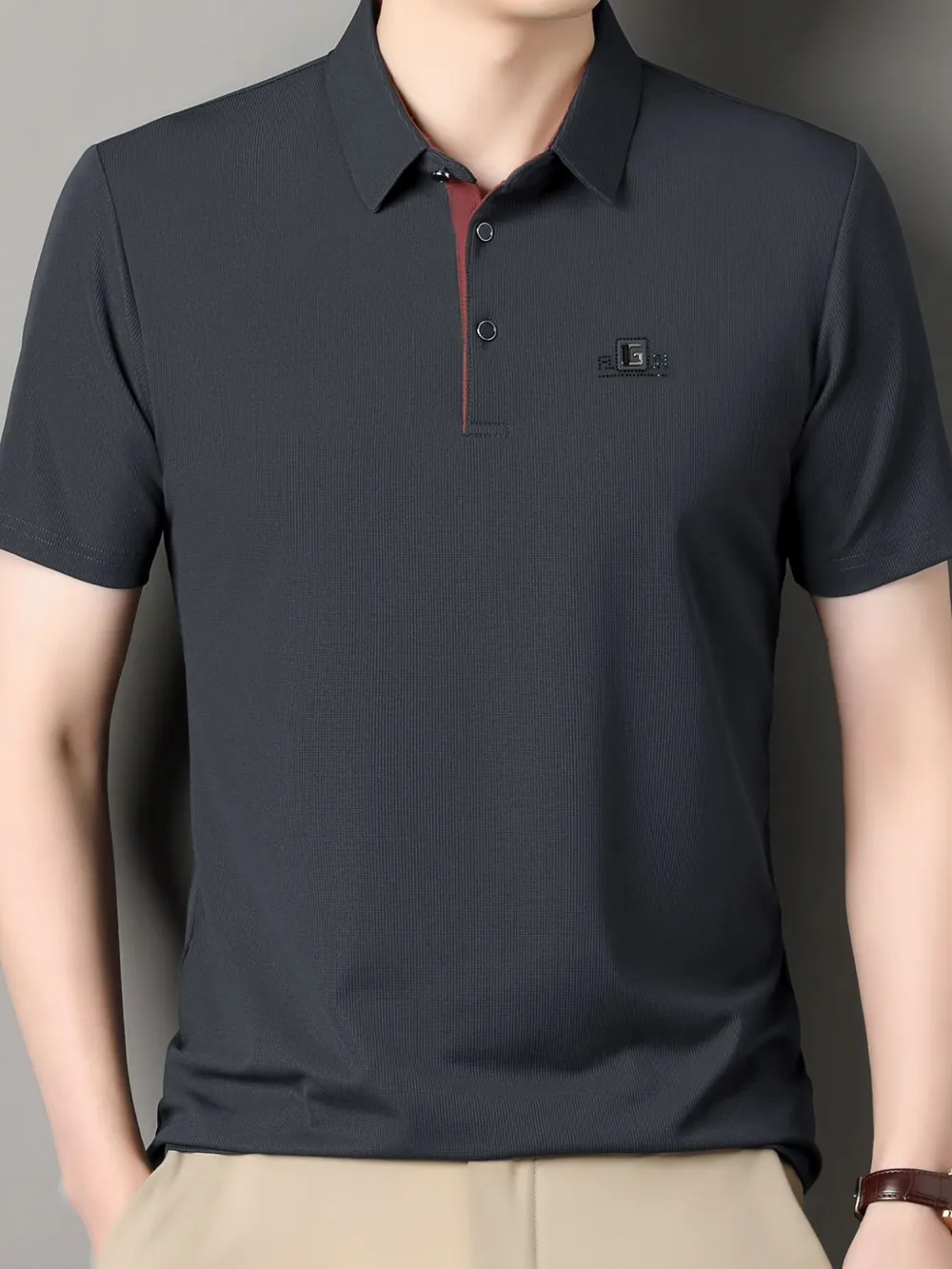 Men's Plus Size Button Detail Short Sleeve Polo, image 7