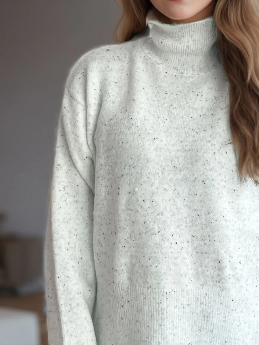 Side Slit Turtleneck Long Sleeve Sweater, image 7