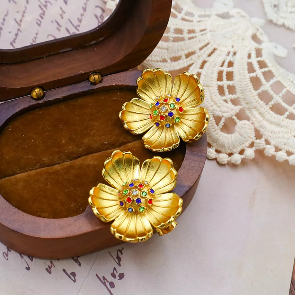 18K Gold-Plated Flower Earrings, image 5