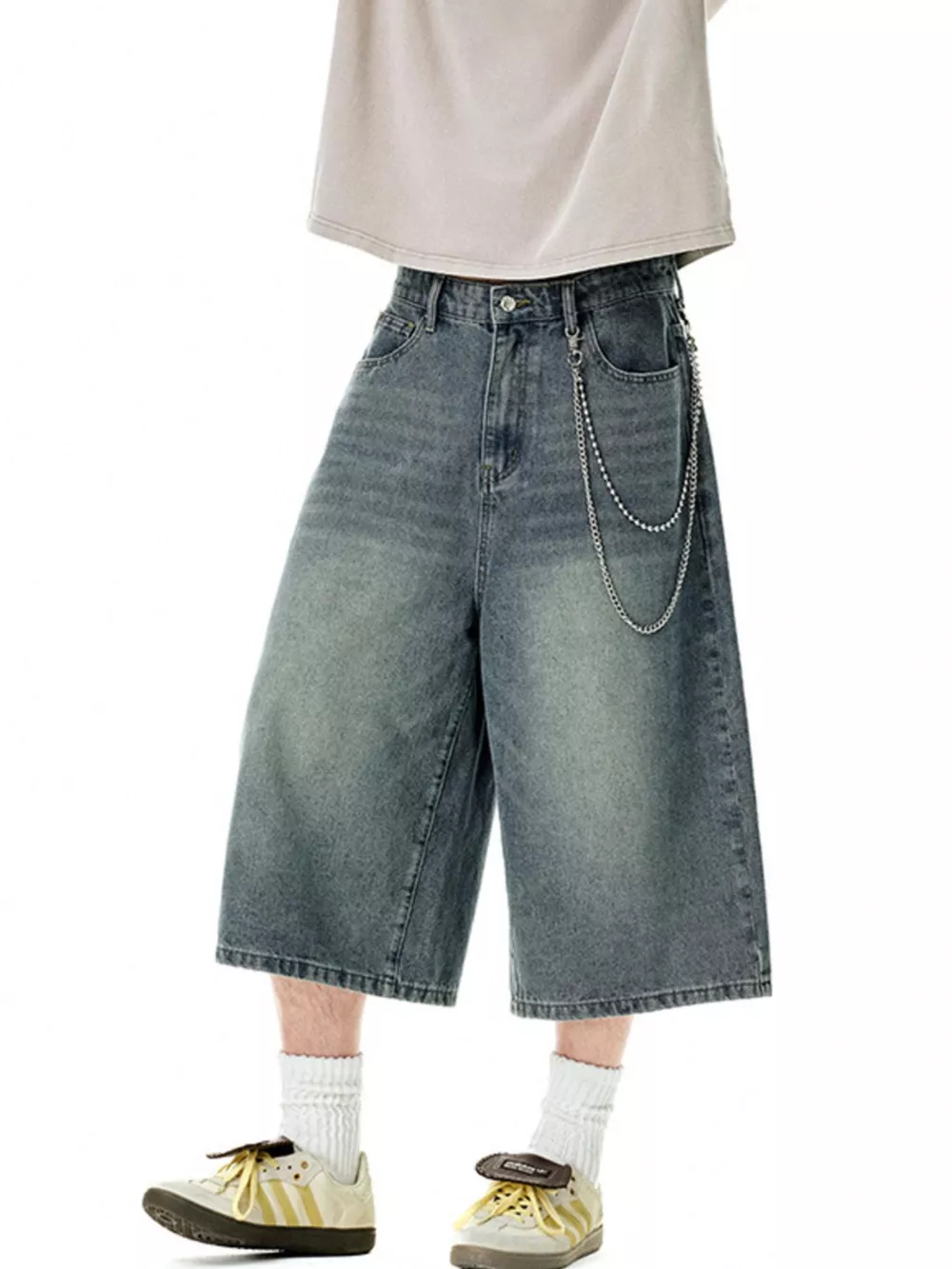 Men's Wide Leg Denim Shorts, image 5