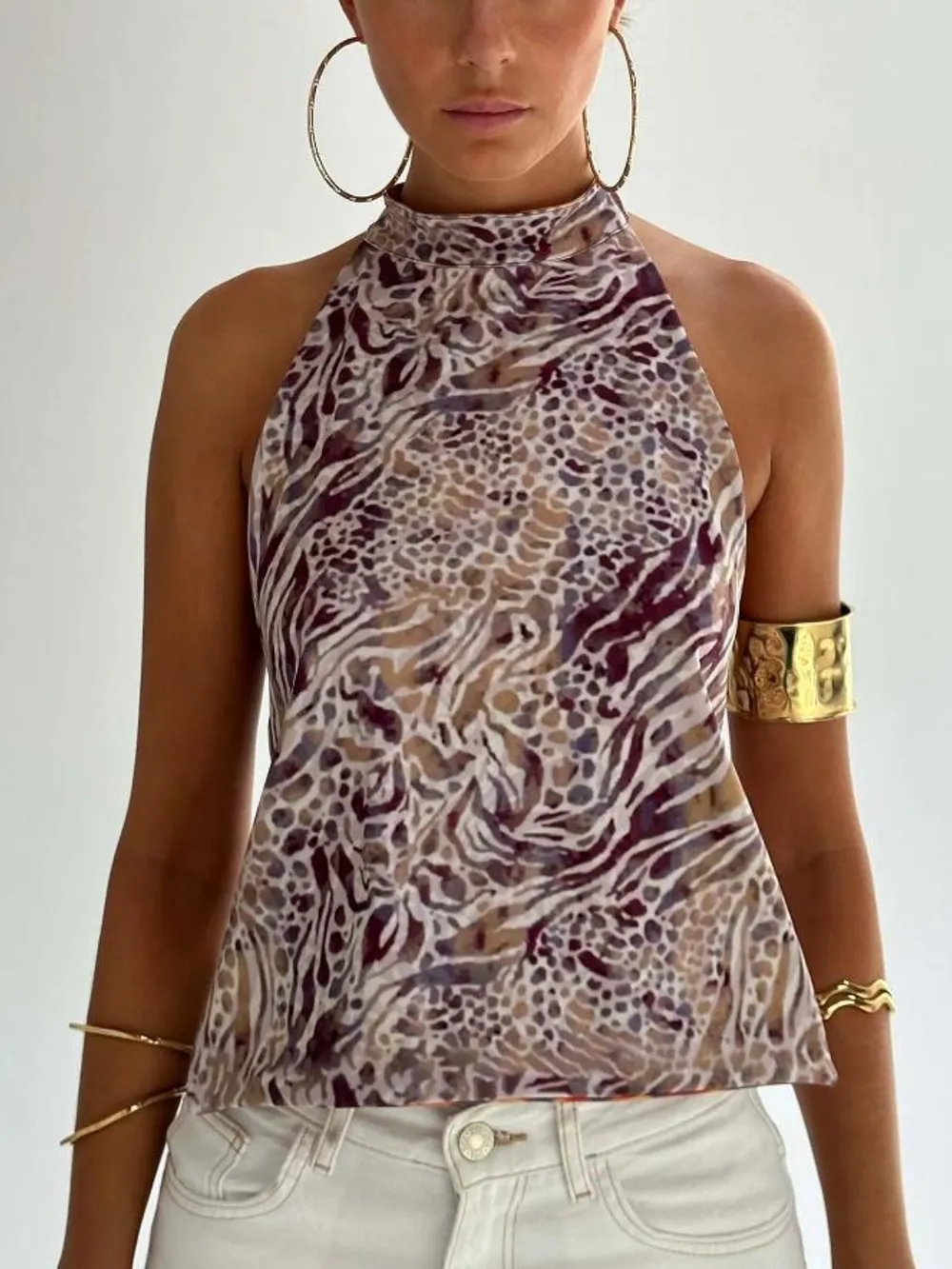 Backless Printed Halter Neck Tank, image 28