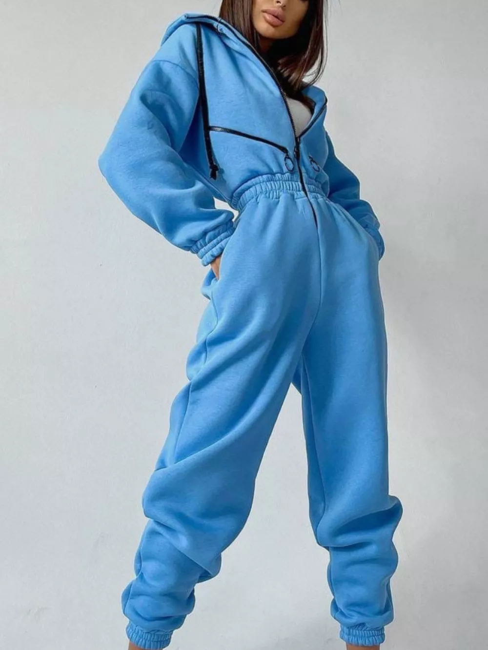 Hooded Zip-Up Long Sleeve Jumpsuit, image 23