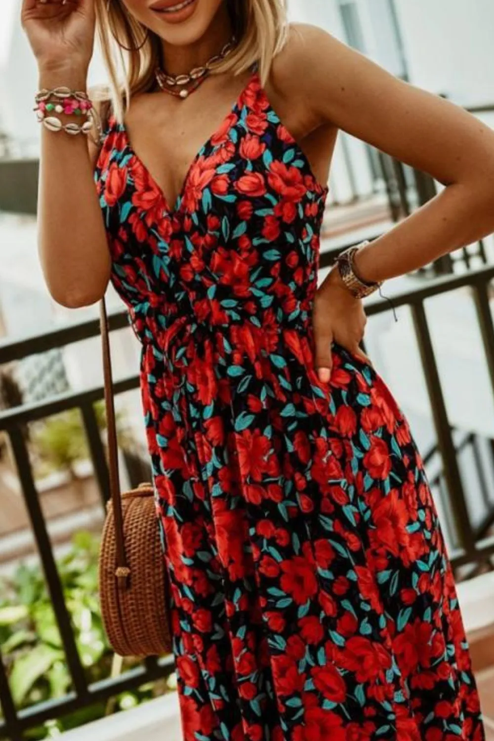 Printed Spaghetti Strap Maxi Dress, image 28