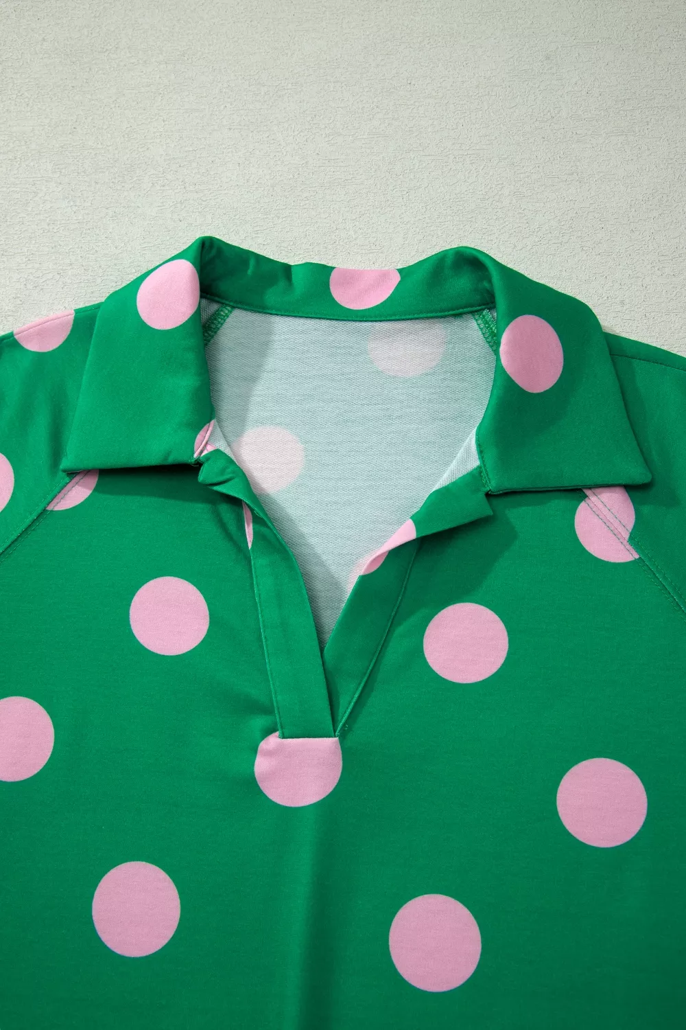 Polka Dot Print V Neck Tee Short Set, image 4