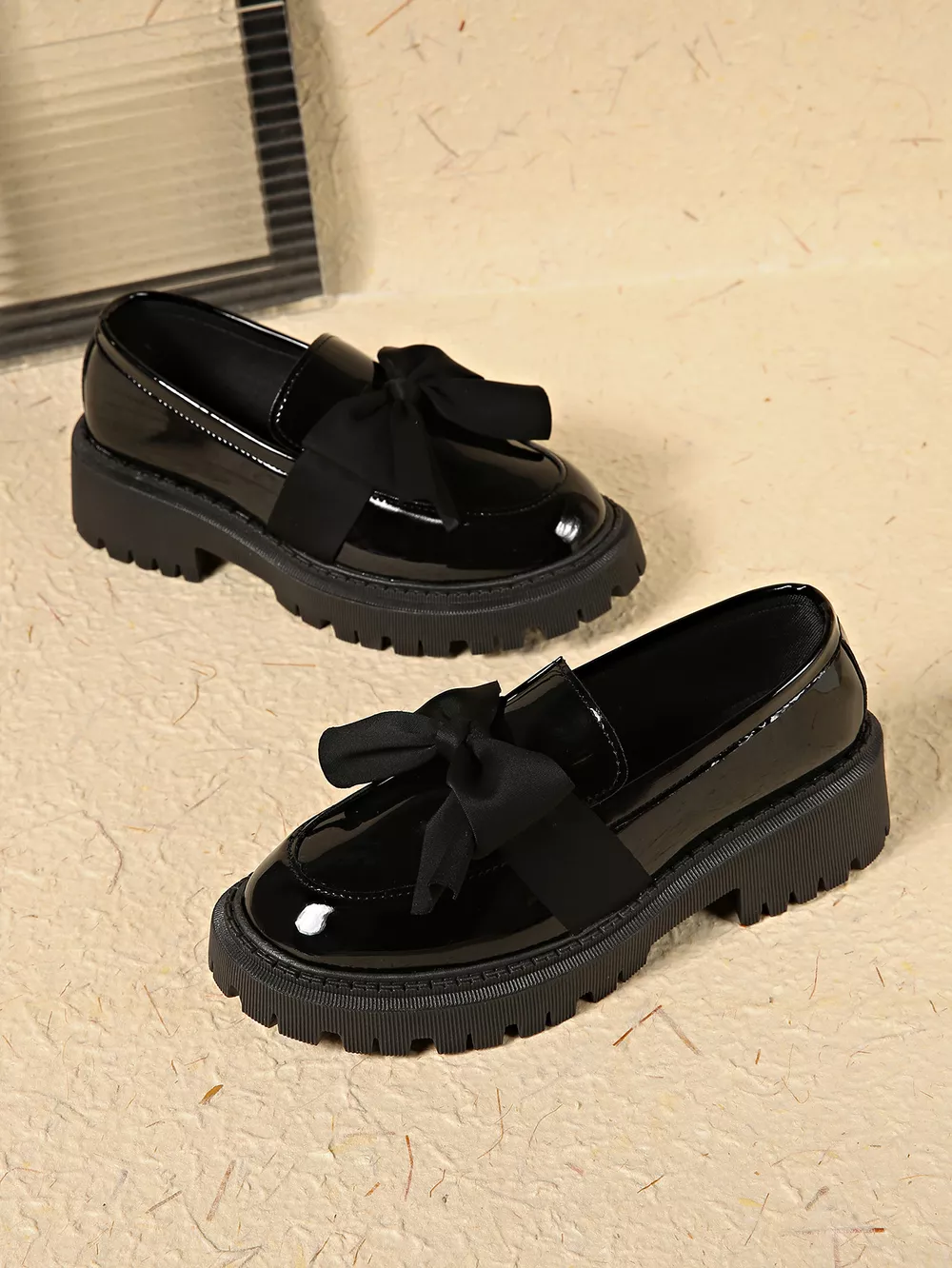 Bow Decor Round Toe Loafers, image 15