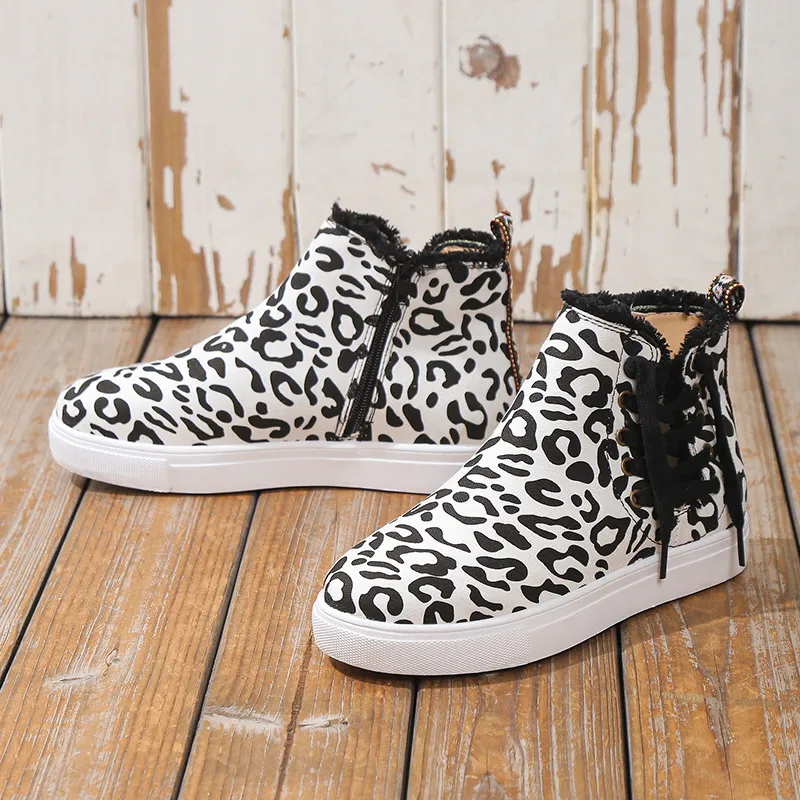 Lace-Up Round Toe Canvas Boots with Side Zip, image 4
