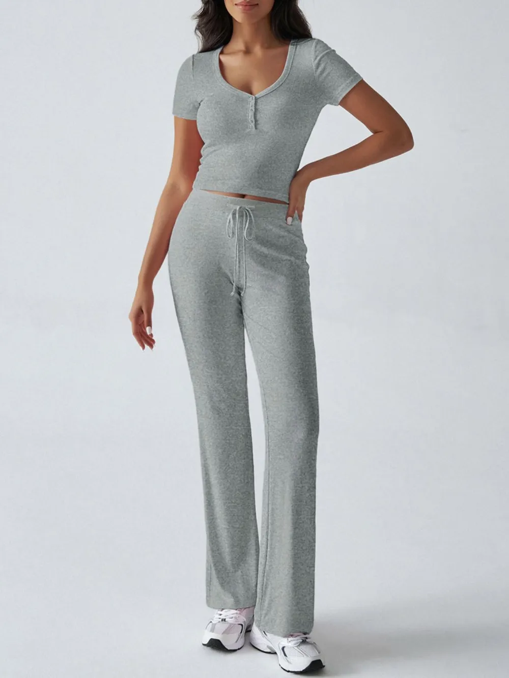 Short Sleeve Top and Drawstring Pants Set, image 14