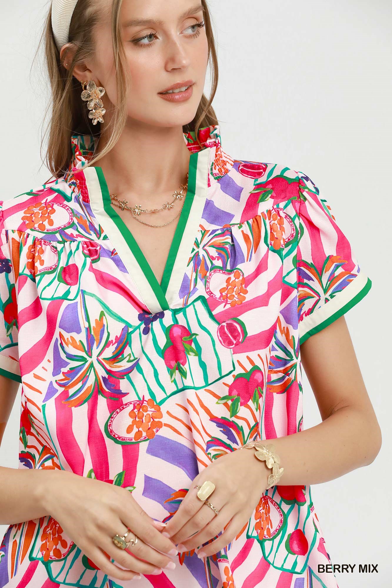 Tropical Print Collared Shift Dress, image 5