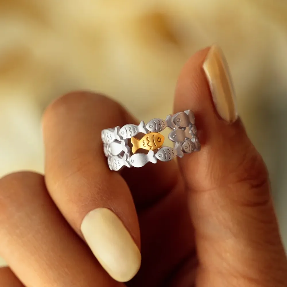 925 Sterling Silver Fish Open Ring, image 3