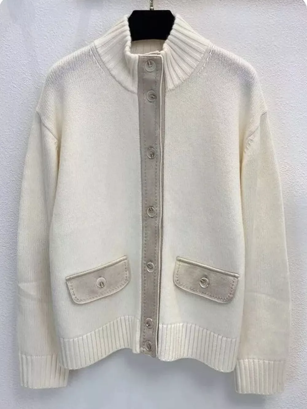 Ribbed-Knit Mock Neck Cardigan, image 4
