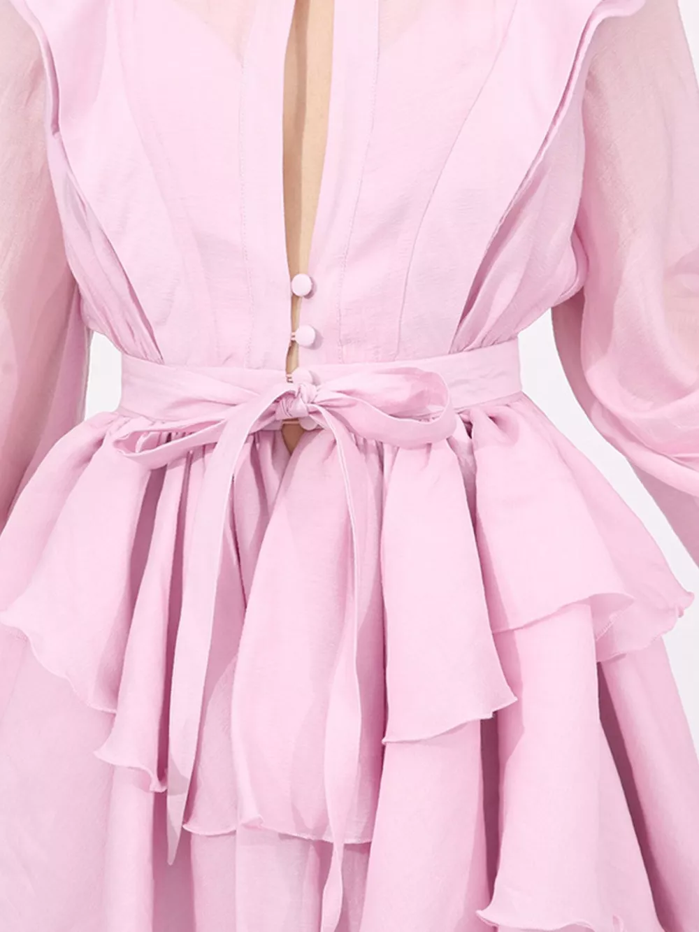 Ruffled Layered Long Sleeve Mini Dress, image 7