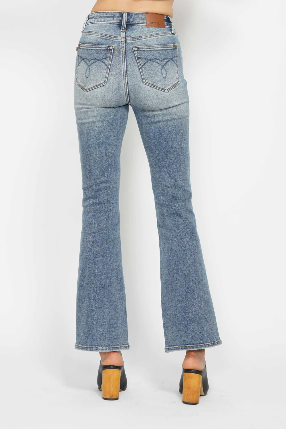 Full Size Tummy Control Back Embroidered Pocketed Bootcut Jeans Plus Size, image 17