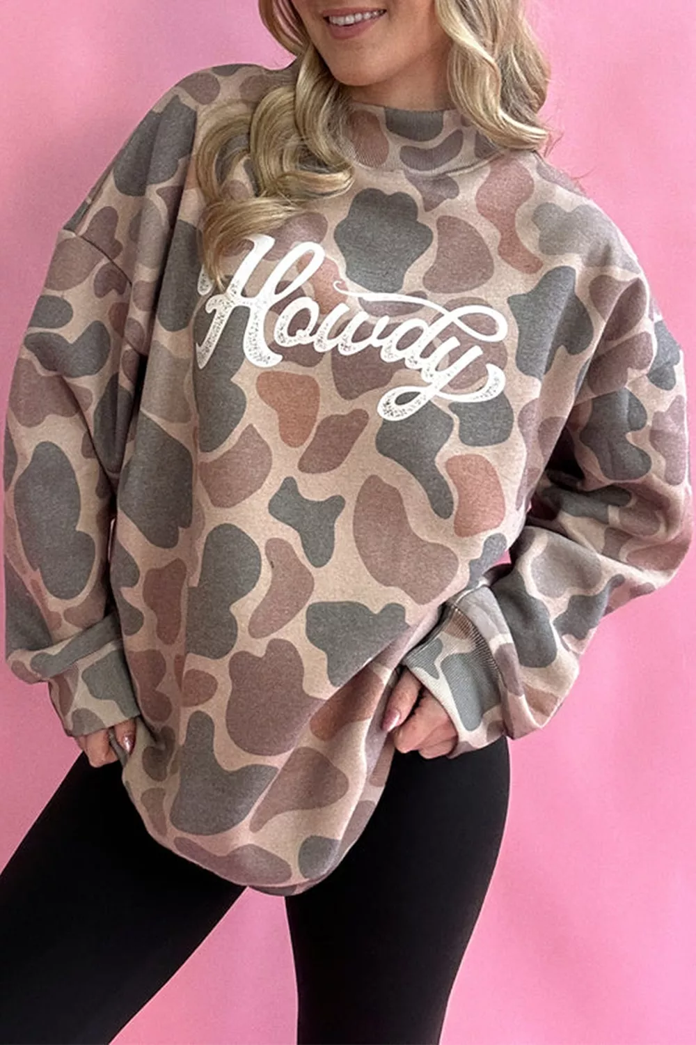 Plus Size Multicolour Camouflage Western Graphic Sweatshirt, image 2
