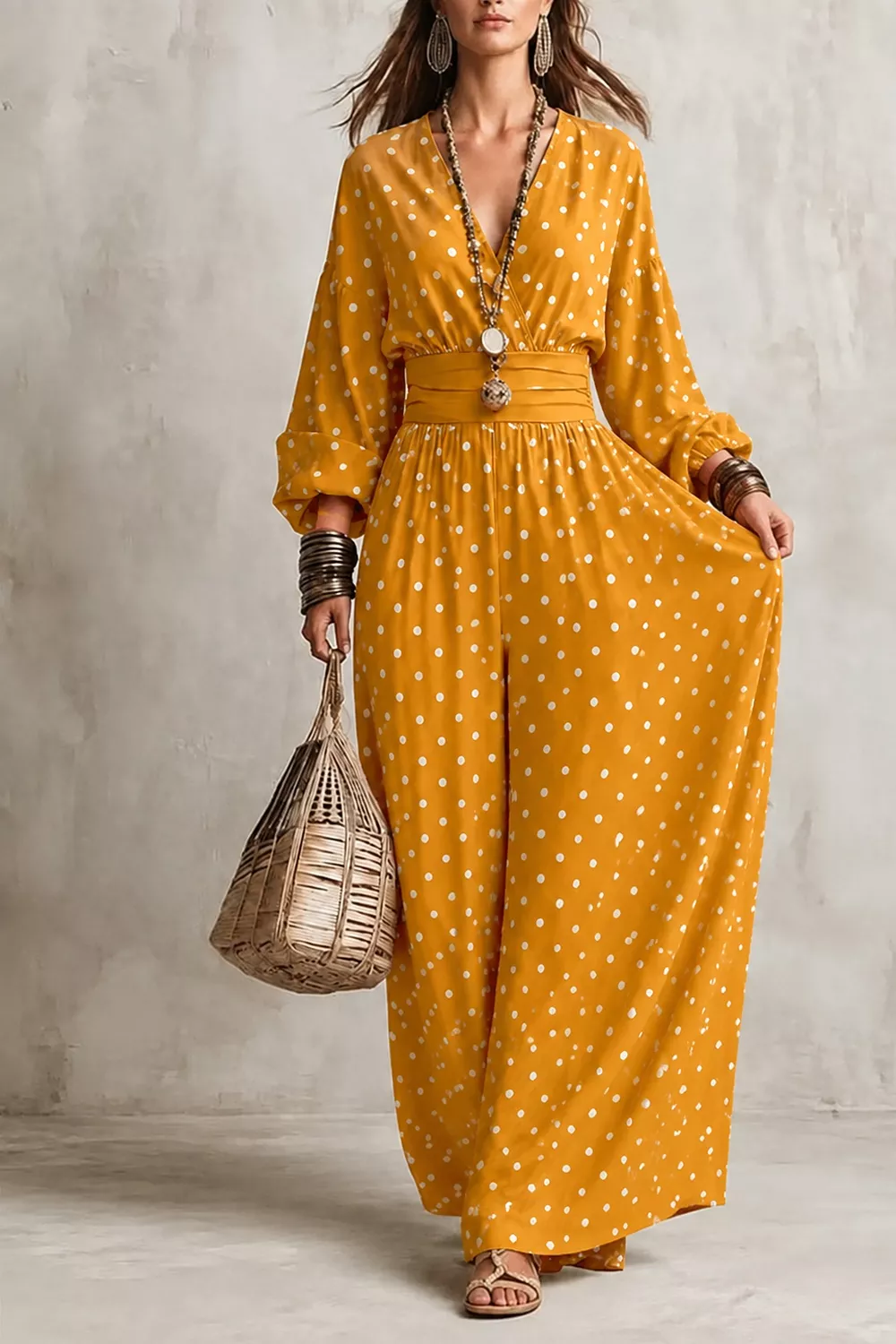 Polka Dot Wide-Leg Jumpsuit, image 2