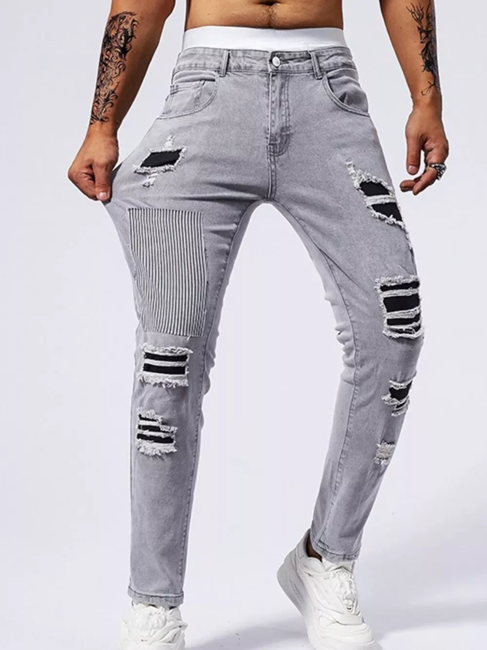 Men's Distressed Slim Fit Jeans, image 6