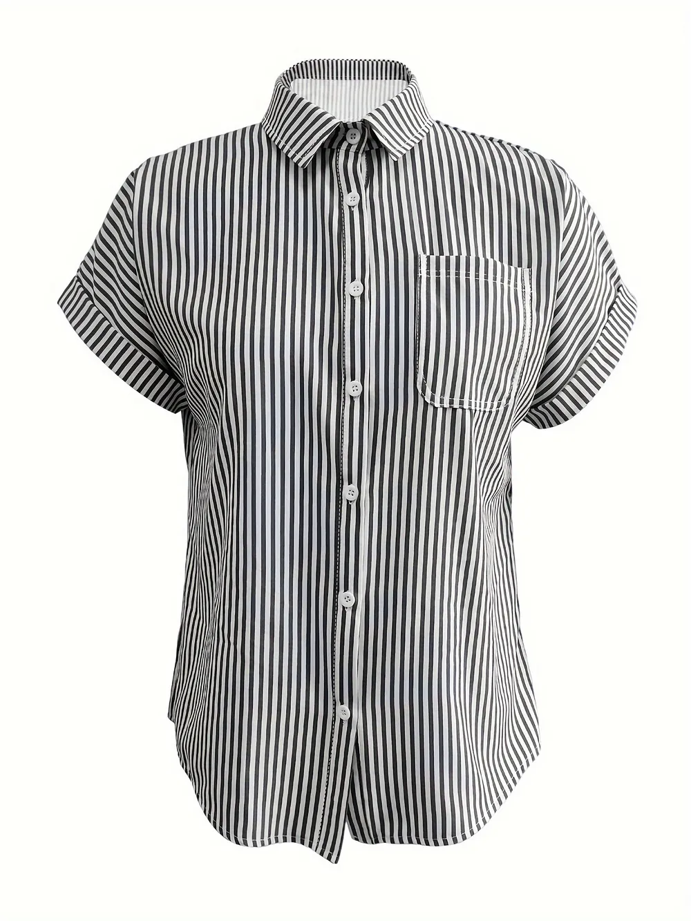Full Size Striped Button-Up Casual Shirt with Pocket Plus Size, image 9