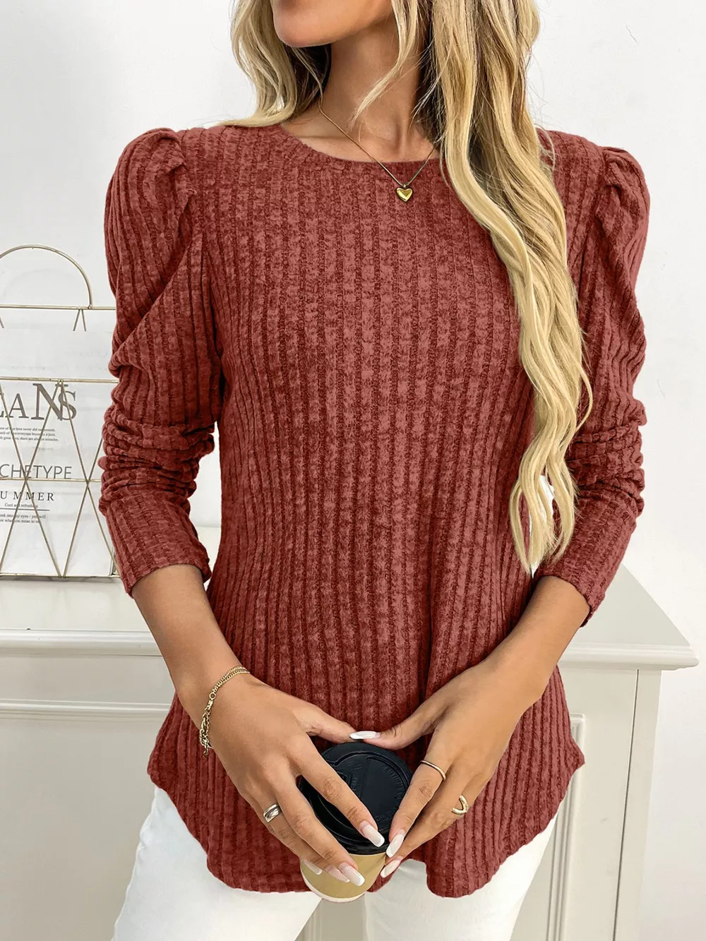Round Neck Puff Sleeve T-Shirt, image 33
