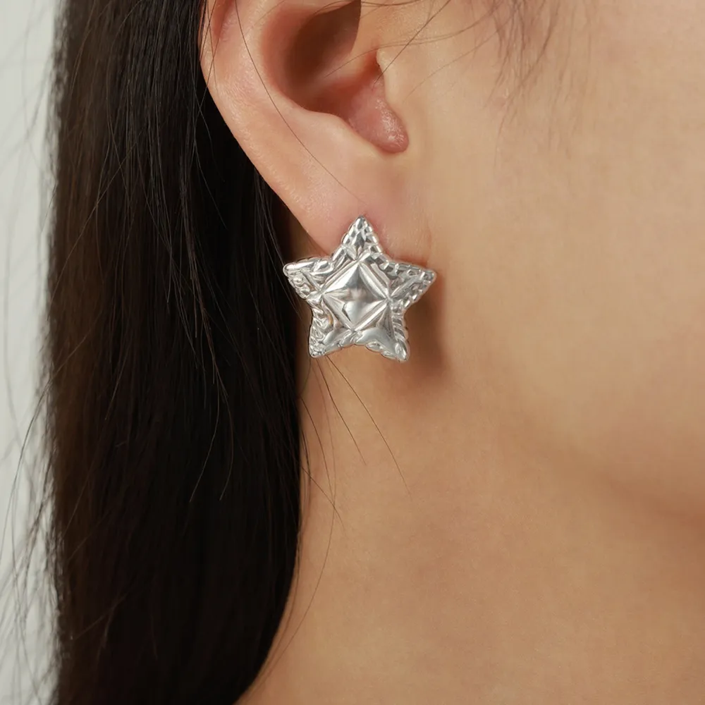 Titanium Steel Star Stud Earrings, image 6