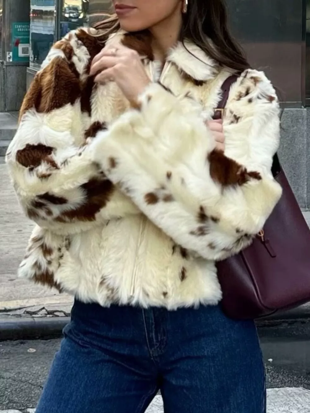 Faux Fur Zip Up Cropped Outerwear, image 6