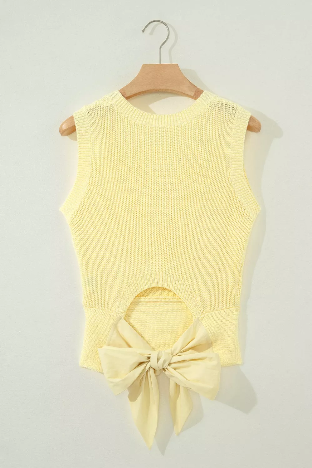 Solid Color Cropped Knit Knot Back Cutout Sweater Tank, image 5