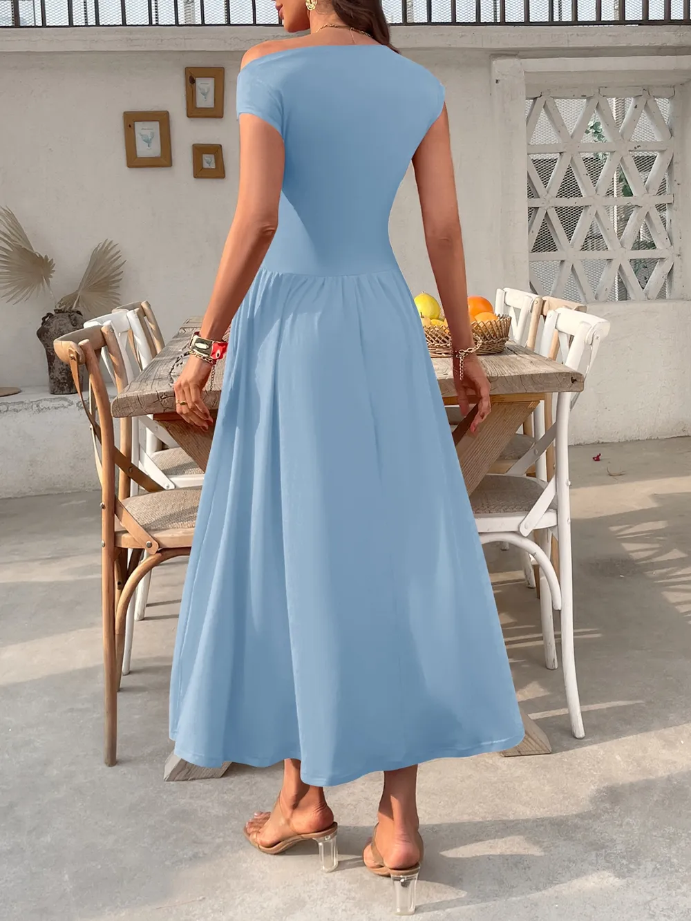 Single Shoulder Midi Dress with Pockets, image 24