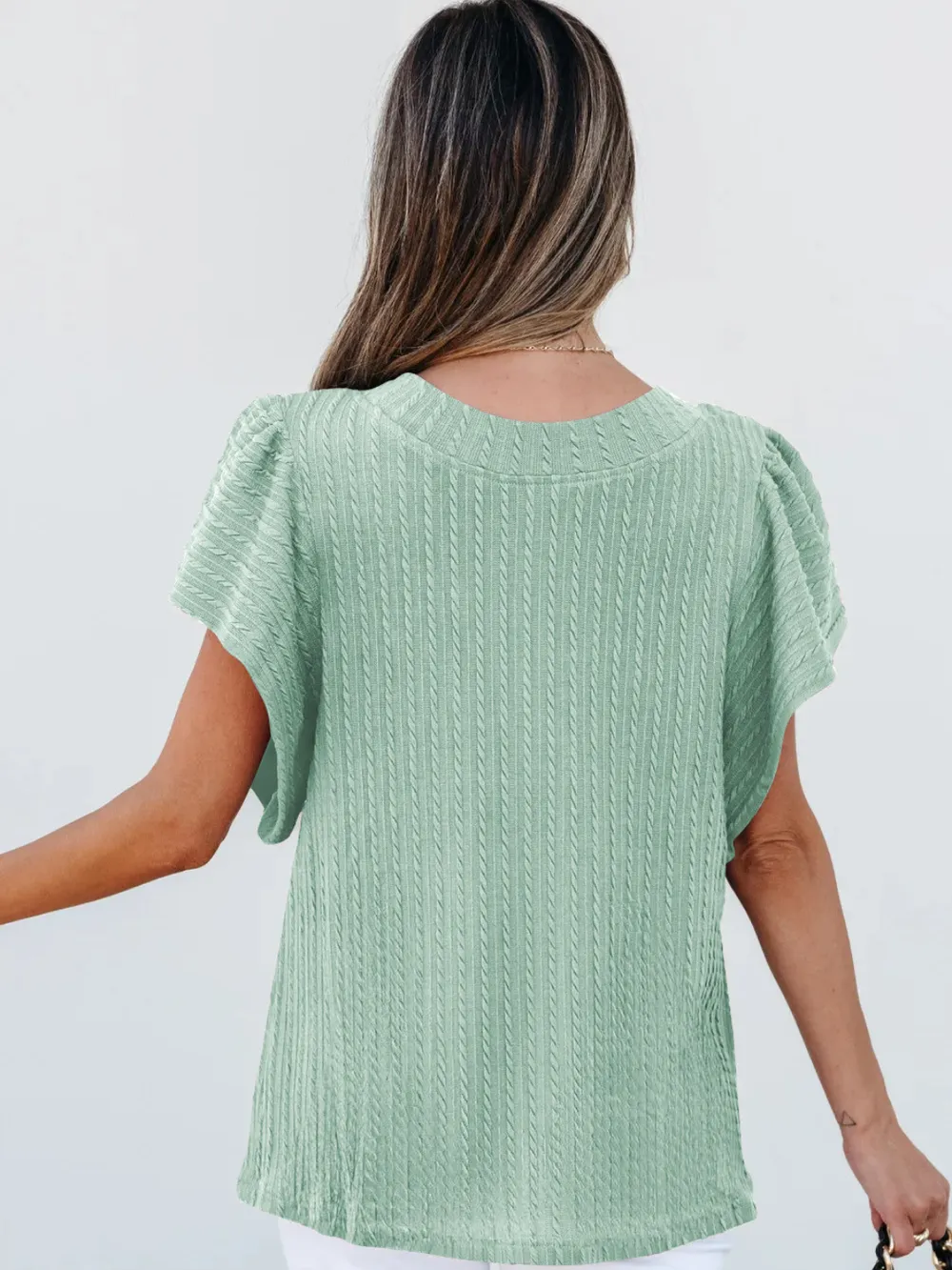 Round Neck Ruffle Sleeve Top, image 15