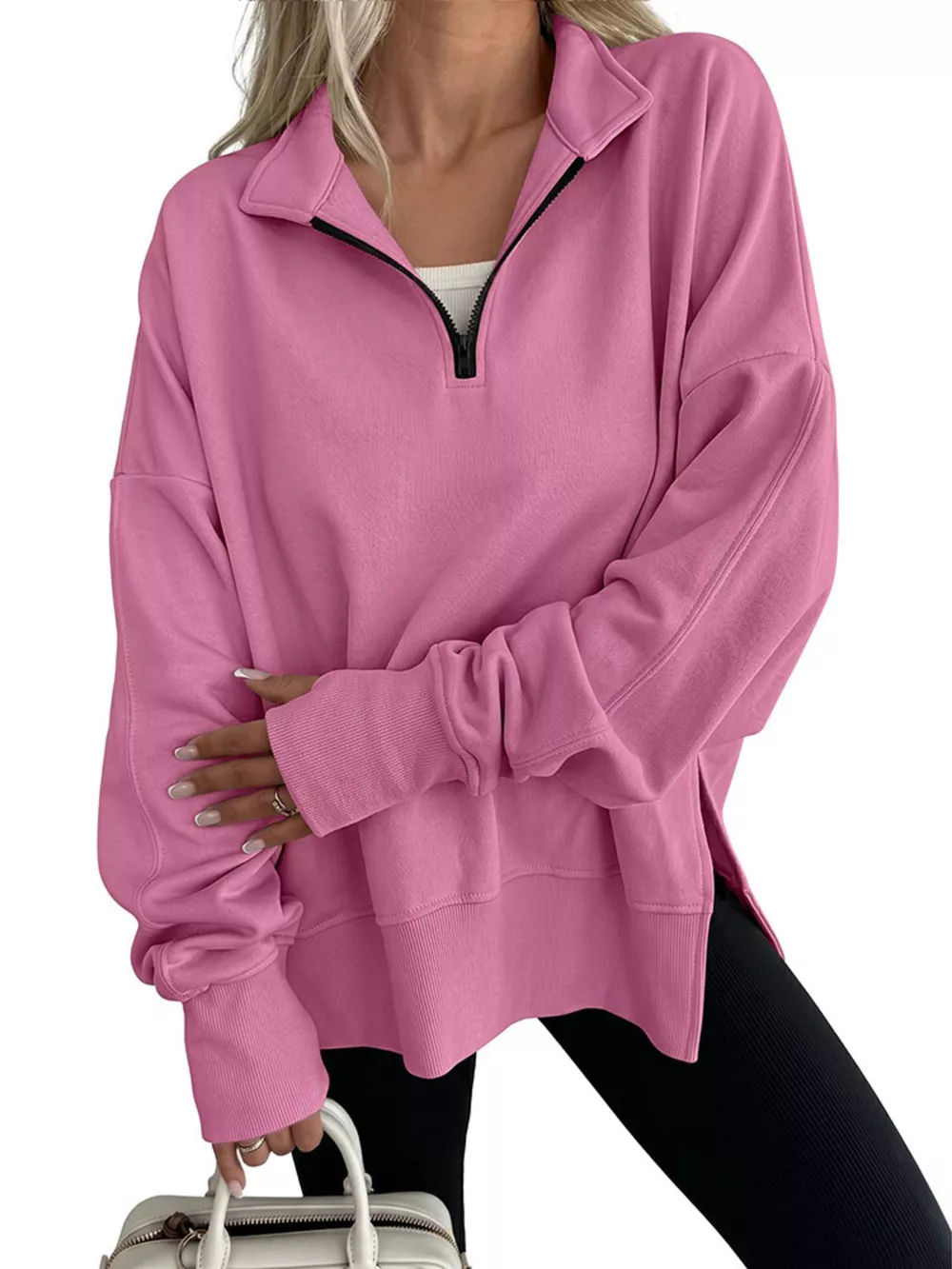 Quarter-Zip Dropped Shoulder Sweatshirt, image 15