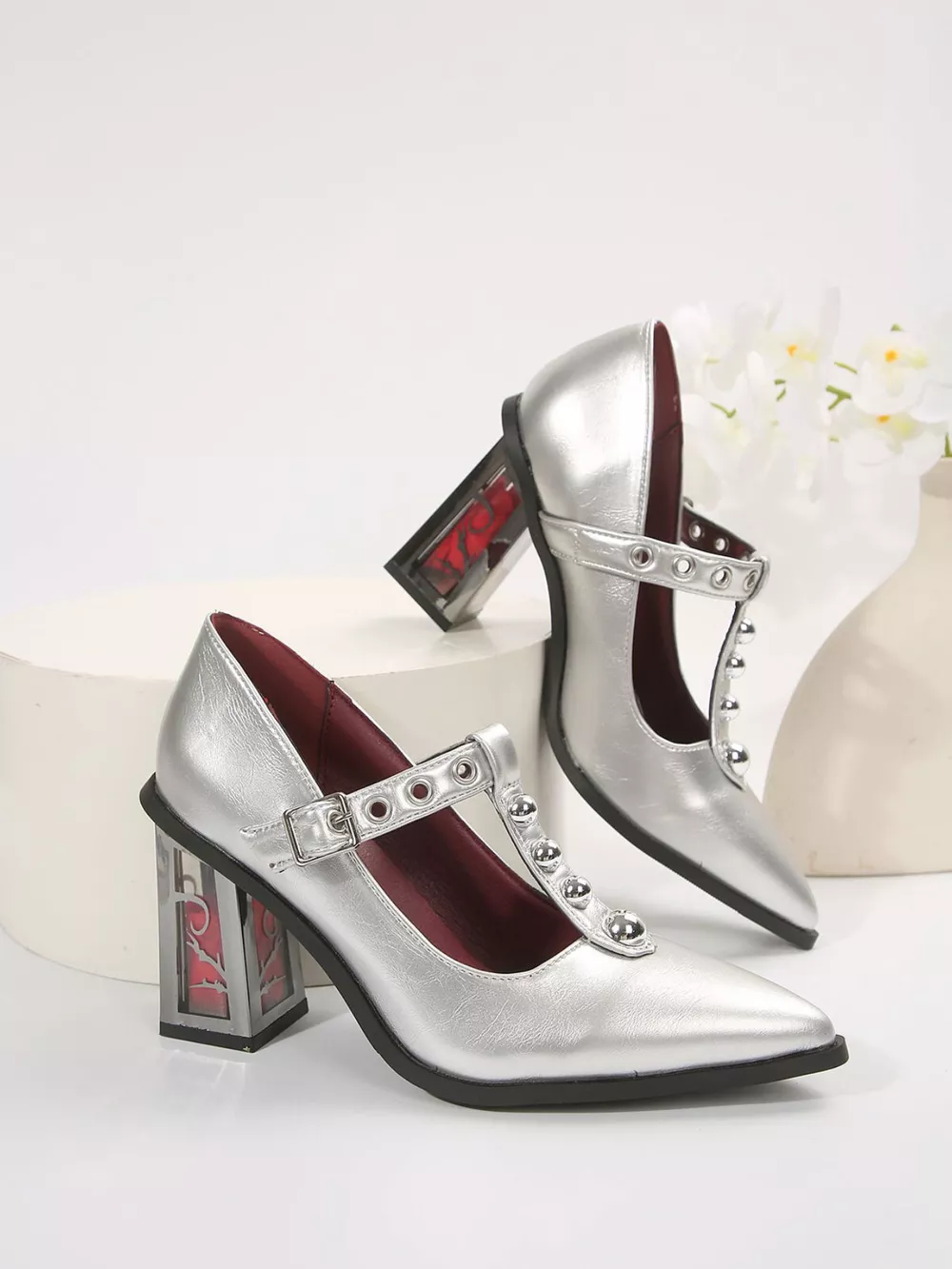 Point Toe Block Heels Pumps