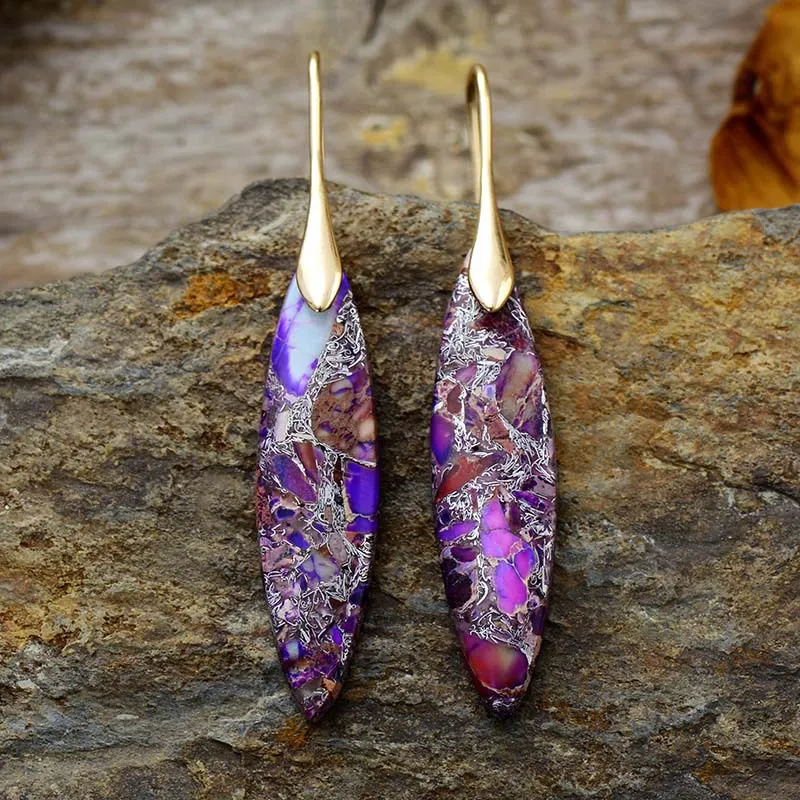 Copper Natural Stone Geometric Shape Earrings, image 3
