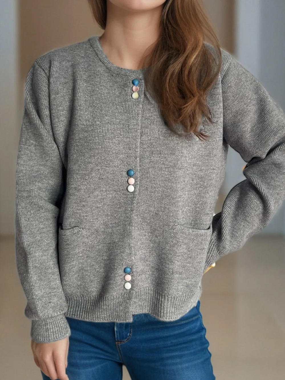 Button Down Long Sleeve Cardigan with Pockets, image 18