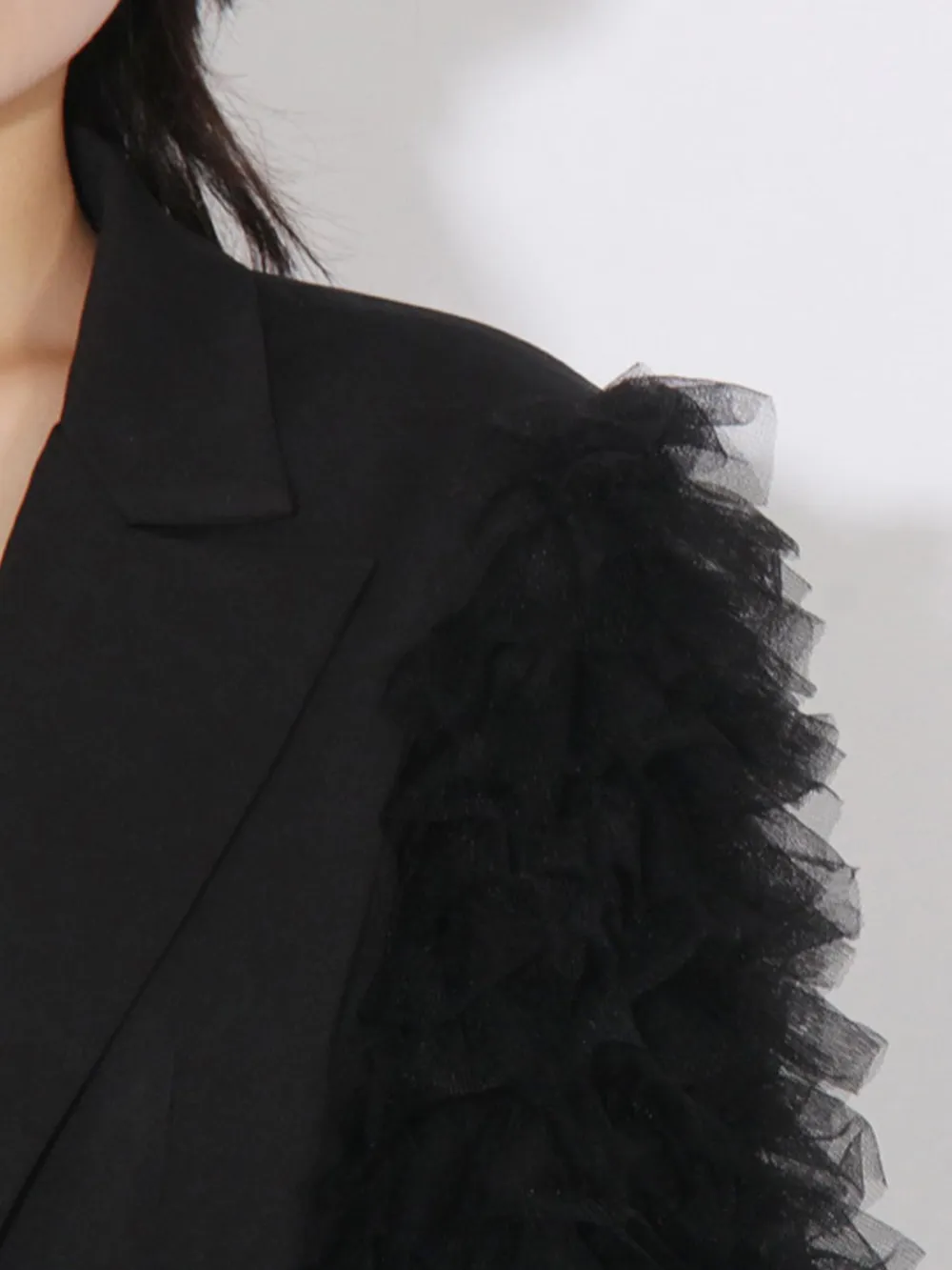 One Button Mesh Long Sleeve Blazer, image 6