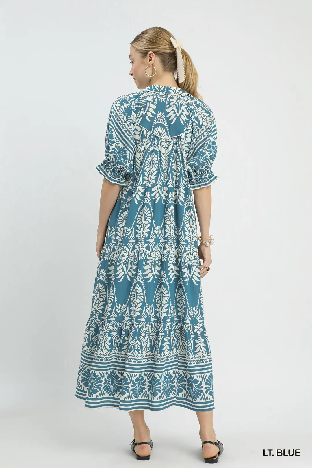 Two tone Border Print Midi Dress, image 4