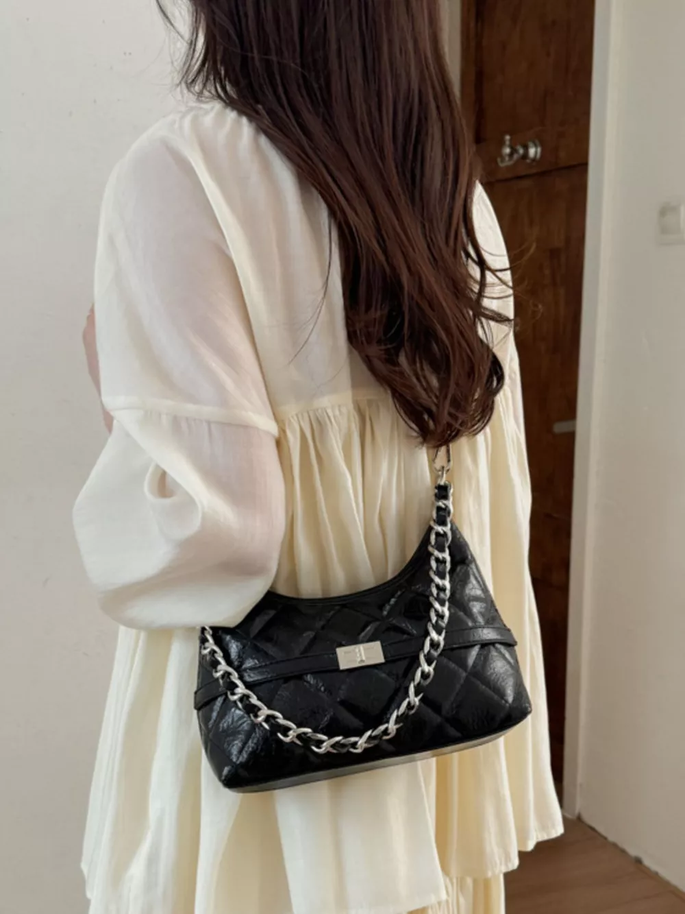 Quilted Chain Crossbody Bag, image 4