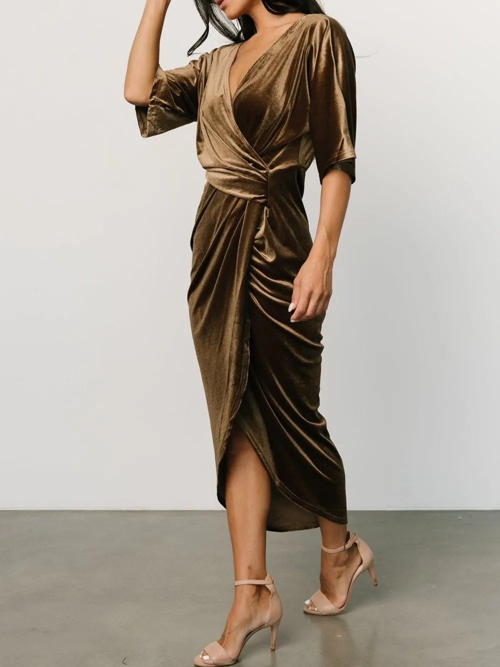 Ruched Surplice Half Sleeve Dress, image 17