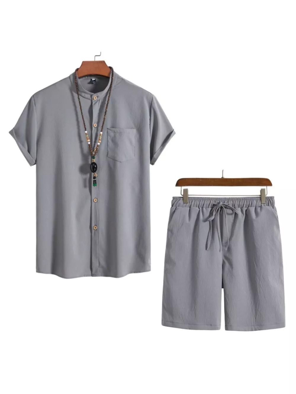 Men's Plus Size Casual Short Sleeve Shirt and Shorts Set, image 5