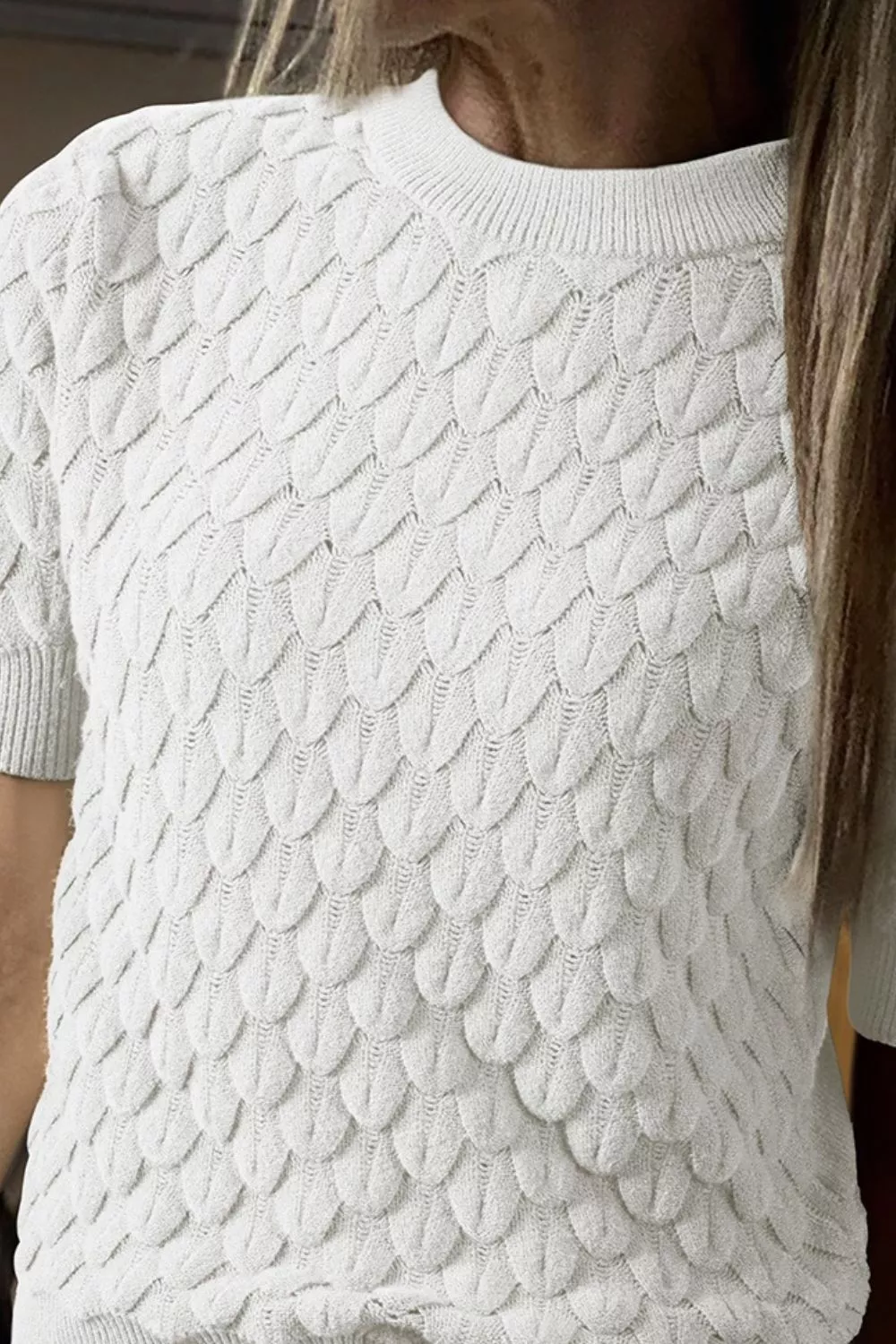 Textured Knit Short Sleeve Pullover, image 6