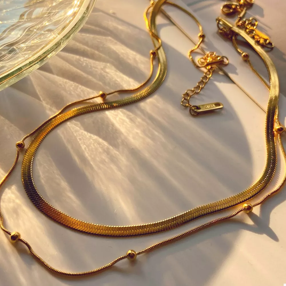 2 Piece 18K Gold-Plated Chain Necklace, image 6