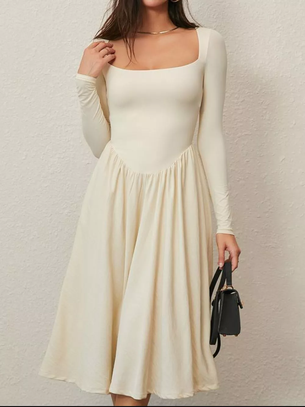 Square Neck Long Sleeve Midi Dress, image 12
