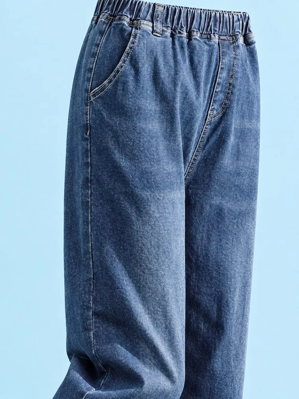 Plus Size High-Waisted Elastic Waistband Casual Jeans, image 13