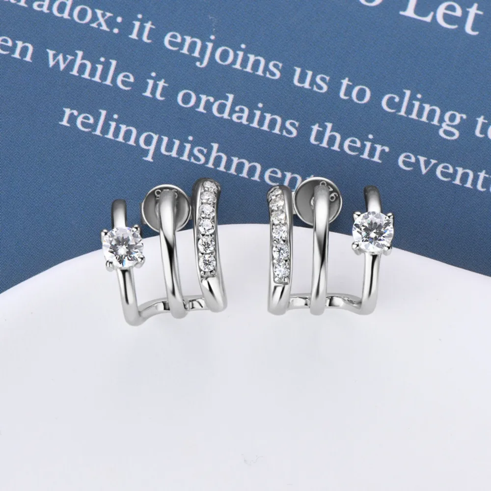 Moissanite 925 Sterling Silver Earrings, image 4