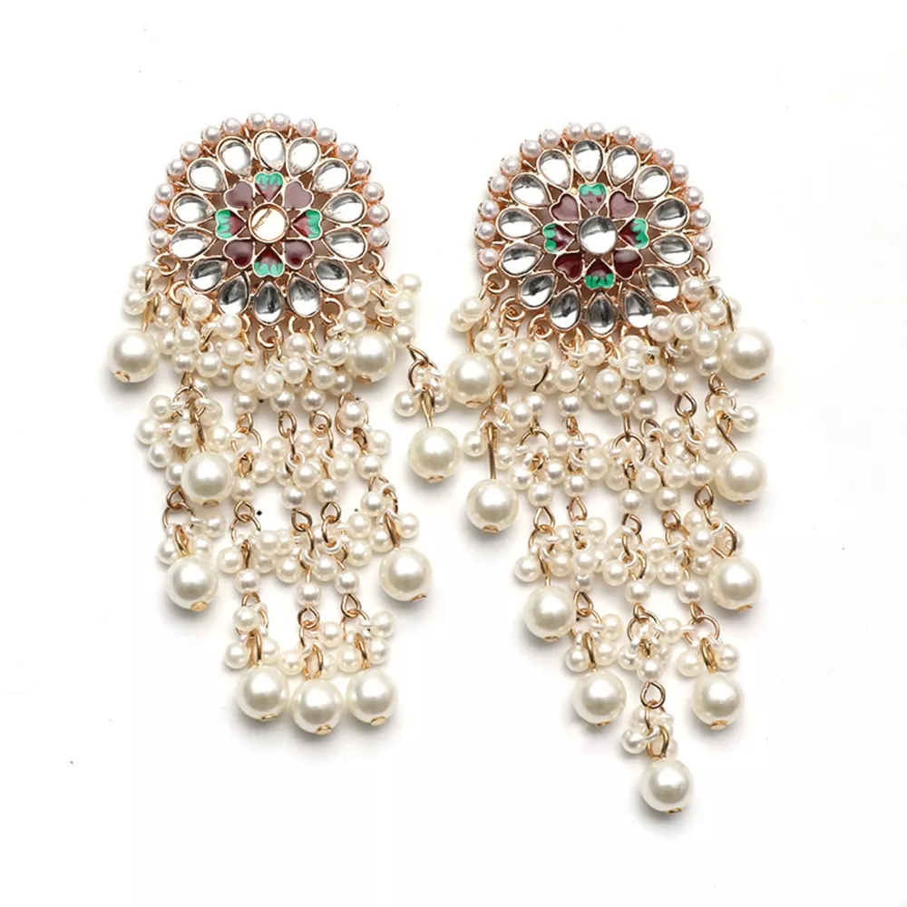Pearl Fringe Dangle Earrings, image 4