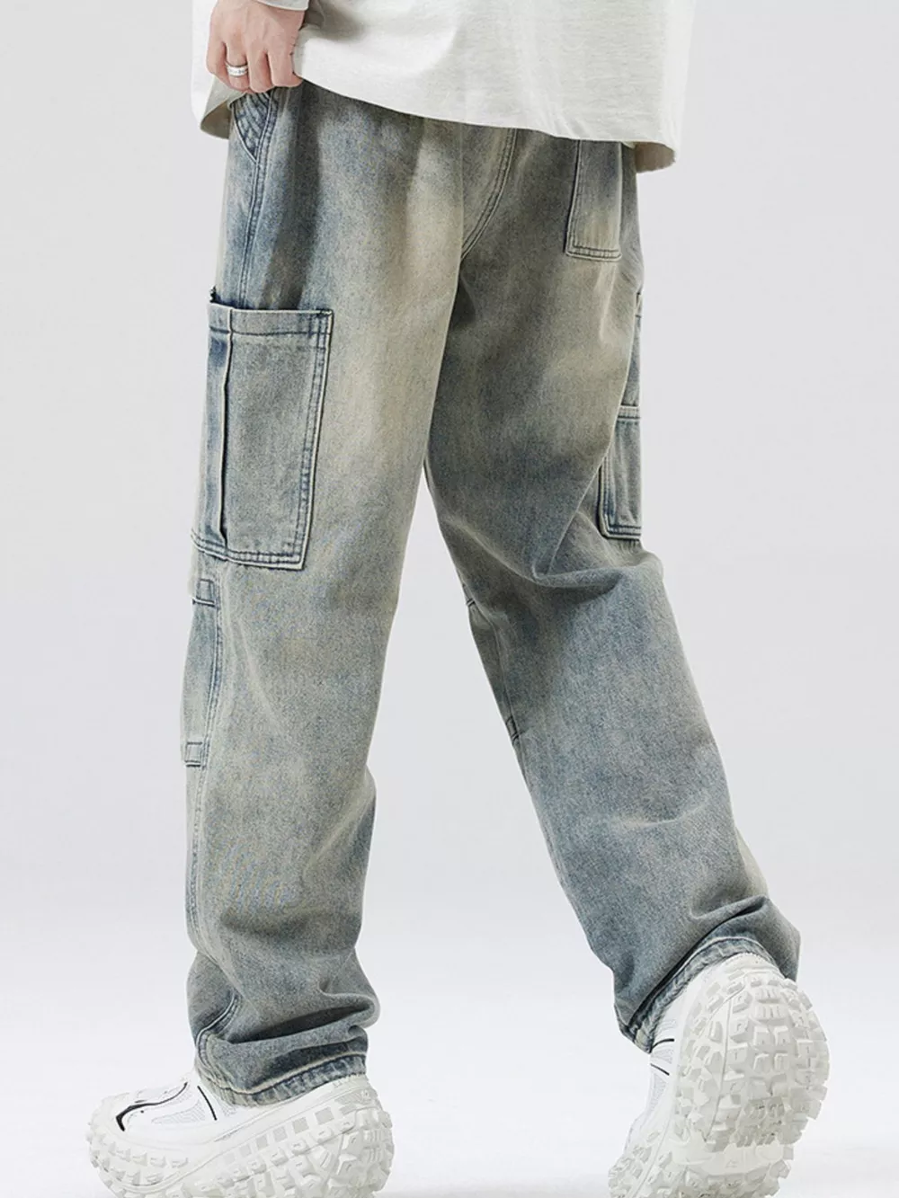 Men's Full Size Distressed Cargo Jeans Plus Size, image 4